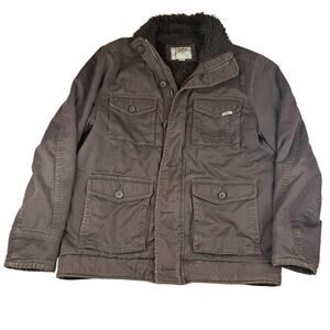 Y2K Kirra Brown Utility Jacket Faux Fur Collar Size L